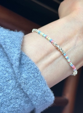 不规则碎银子手链女925纯银时尚简约个性手环