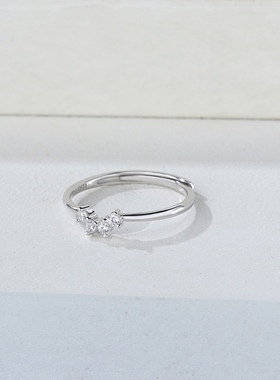 s925纯银韩版戒指小巧细款二合一爱心指环女心形戒指学生闺蜜礼物