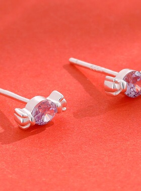 S999纯银耳钉设计小众INS风甜蜜糖果彩锆耳饰小清新时尚果糖耳钉