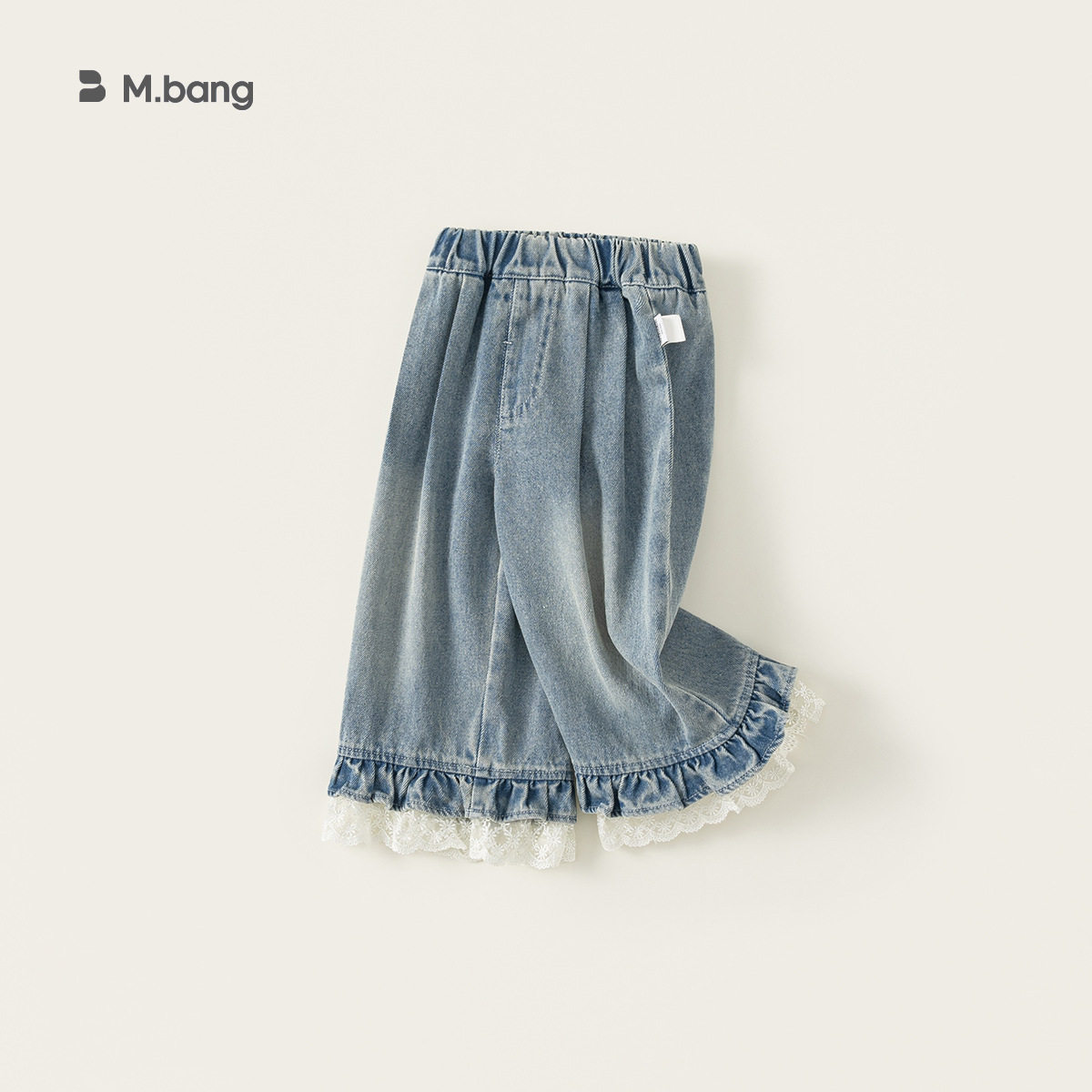 喵小姐邦选童装儿童牛仔裤花边拼接女童裤子春季新品百搭中小童直,淘宝优惠券,粉丝福利购,淘宝优惠卷