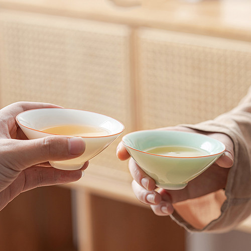 汝窑主人杯茶杯开片高档女士单杯个人专用品茗杯陶瓷斗笠杯情侣杯 - 图1