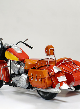 铁复古红色侉子边三轮摩托车模型
