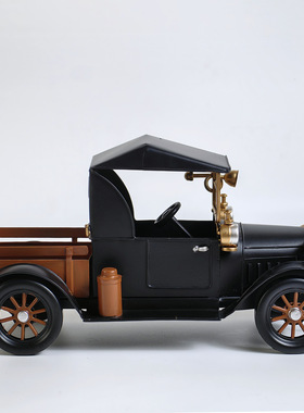 美式复古黑色古董老爷车模型摆件