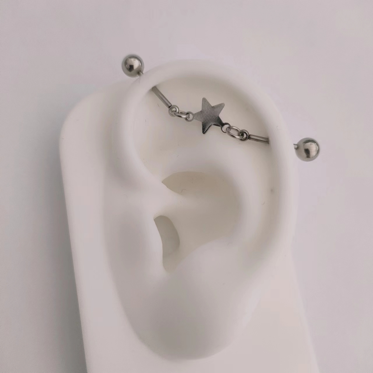 爱心解构耳桥工业耳钉不锈钢耳钉长耳骨钉软骨穿刺 Ear Piercing-图3