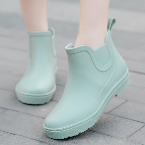 雨鞋女 韩版低筒时尚学生水鞋女34-41码防水靴防滑短筒加棉胶鞋套 - 图2