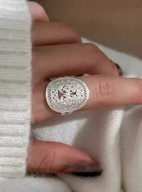 镂空蝴蝶蕾丝戒指女新款潮轻奢时尚INS风小众设计感高级开口指环