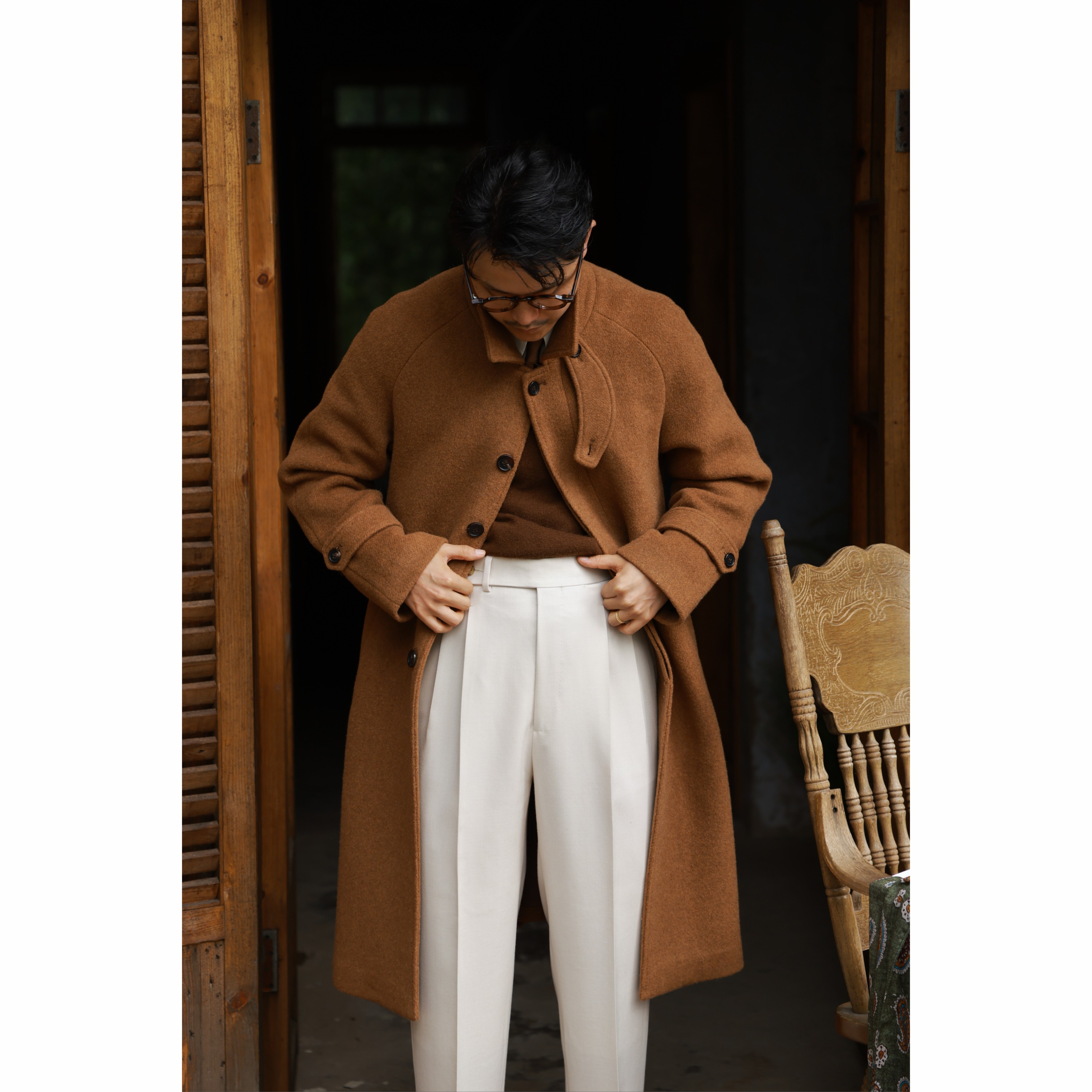 UGENTLE男装 冬款 羊驼绒「赤壁丹霞」毛呢单排扣 巴尔玛肯长大衣,淘宝优惠券,粉丝福利购,淘宝优惠卷