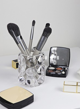 企信 波点透明玻璃化妆刷笔筒 样板房衣帽间化妆台彩妆ins风道具