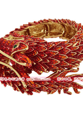 水晶中国龙红色手镯现货包邮