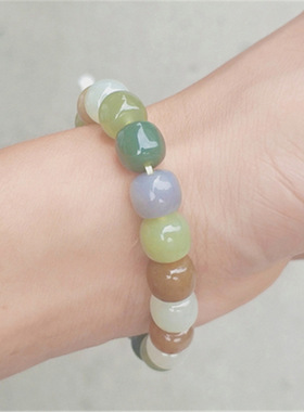 天然和田玉多宝手串女糖玉青白玉