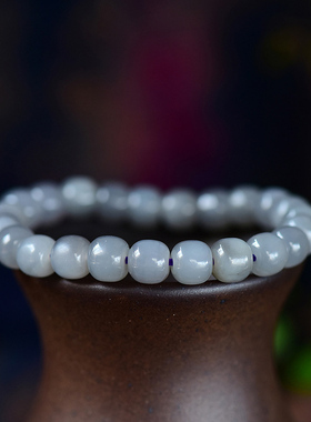 天然烟紫和田玉手链老型珠