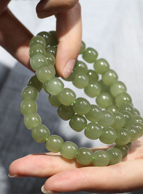 油青和田玉单圈手链送证