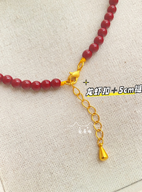 新中式国潮风朱砂点钻顺风顺水顺财神吊坠项链女轻奢小众锁骨链