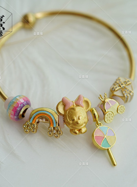 生肖鼠粉色转运珠礼物本命年红绳