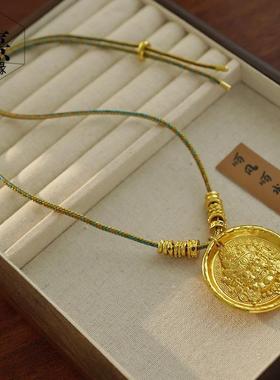 黄财神吊坠女沙金黄金项链