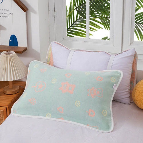 纯棉六层纱布枕巾中号40X60cm枕头巾松紧绳防滑不起球不脱落单人 - 图2