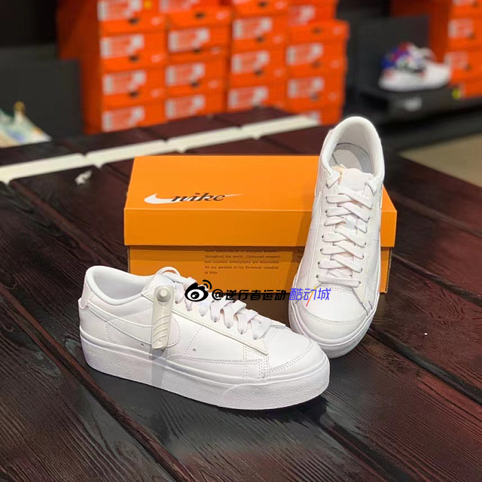 NIKE耐克女BLAZER LOW开拓者厚底增高纯白休闲运动板鞋DJ0292-100 - 图0