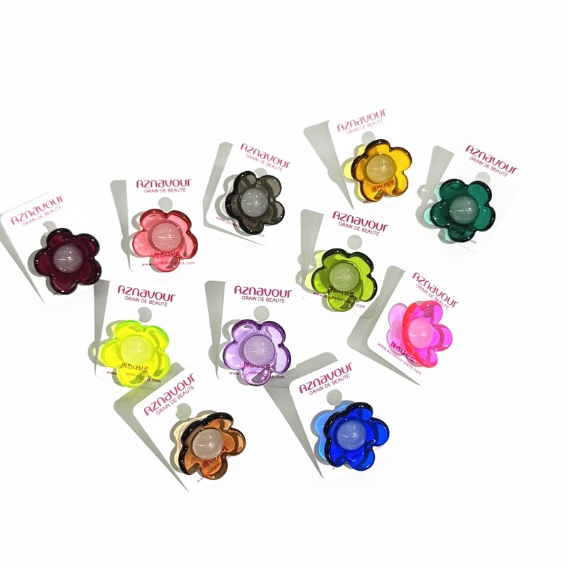 韩饰AZNAVOUR饰品胸饰彩色雅致素面半球透明色五瓣花胸针女XZ0189,淘宝优惠券,粉丝福利购,淘宝优惠卷