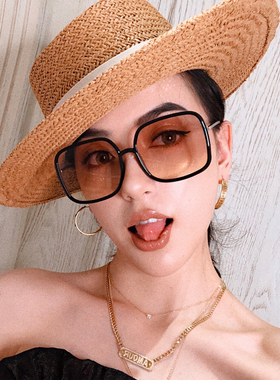 圆脸方框配近视太阳镜明星同款