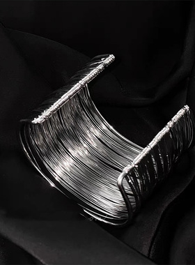 TsukiStudio__ins博主朋克开口宽边线条缠绕手镯手环气质臂环