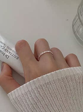 韩国925纯银戒指女ins性冷淡风叠戴素圈开口可调节指环小众指圈