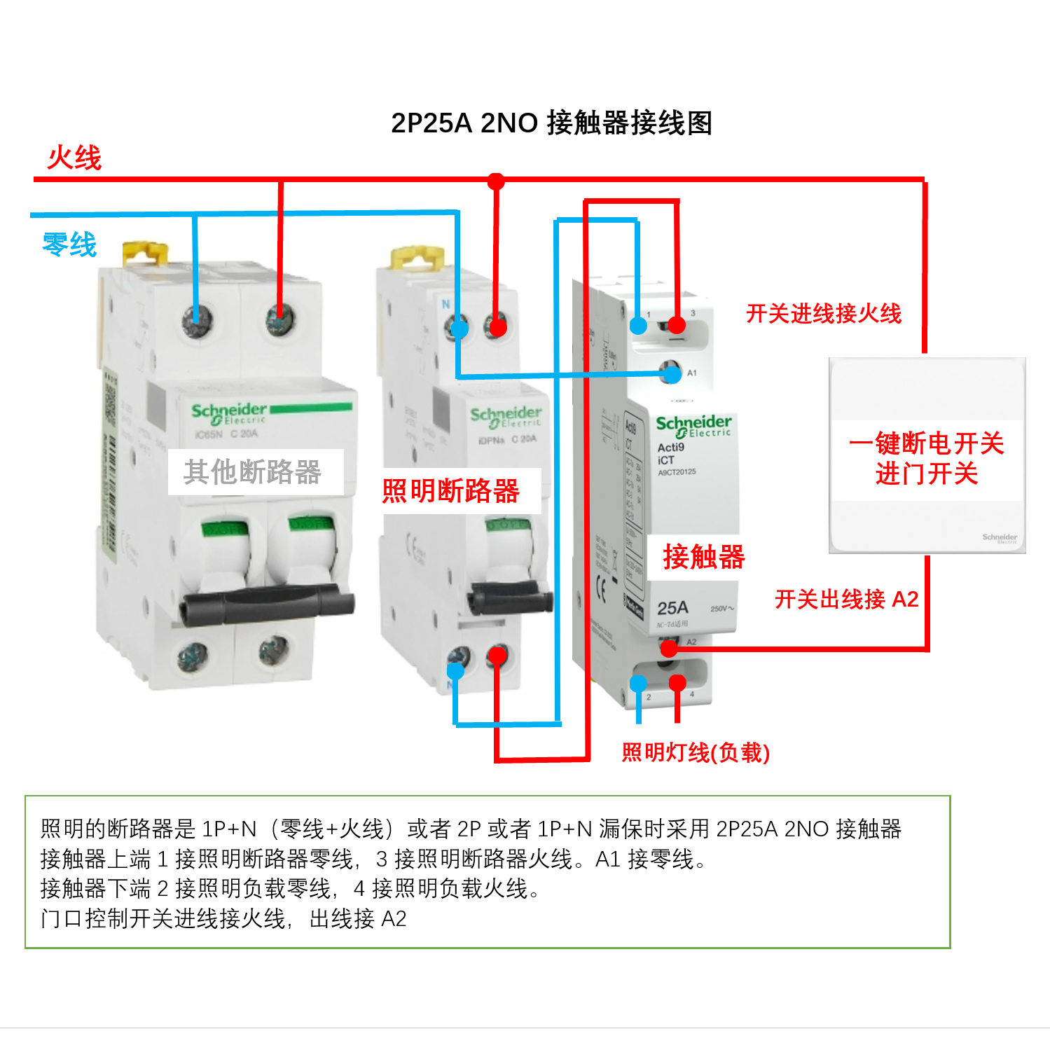 施耐德A9断路器iCT家用接触器一键断电静音无噪1P2P4P25A 2NO常开 - 图0