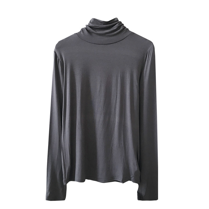 2025早春高领莫代尔打底衫女堆堆领黑色内搭修身韩版时尚洋气上衣,淘宝优惠券,粉丝福利购,淘宝优惠卷