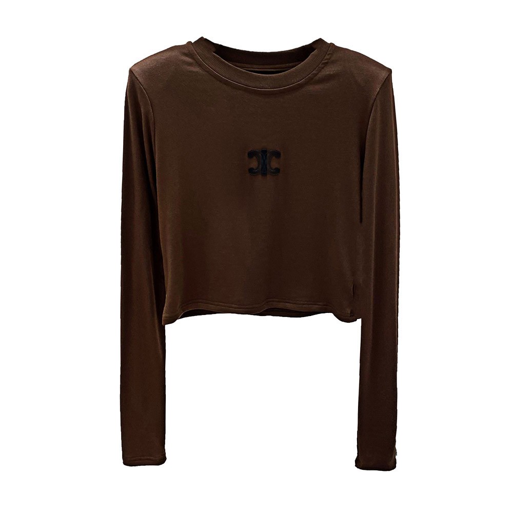 2025秋冬内搭黑色打底衫女洋气时尚韩版圆领长袖T恤短款显瘦上衣 - 图3