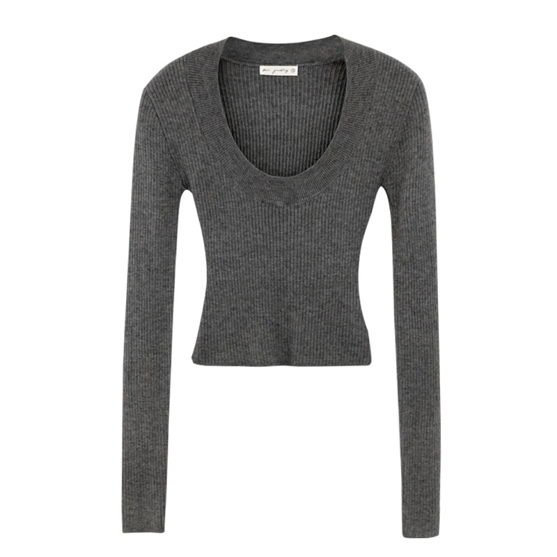 2024秋冬纯欲风u领内搭针织打底衫女设计感小众法式修身显瘦上衣,淘宝优惠券,粉丝福利购,淘宝优惠卷