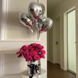 Зеркальное серебряное тюльпан держит ствол круглой цветочной упаковки 520 День святого Валентина Розовая подарочная коробка цветочная коробка