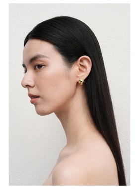 VOGUEWANG镀18K金极简椭圆耳钉