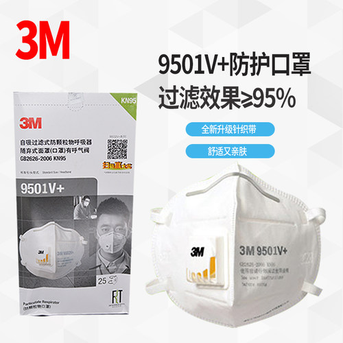 3M9501V+防尘口罩装修打磨防雾霾9502+防风沙KN95呼吸阀防护口罩-图2