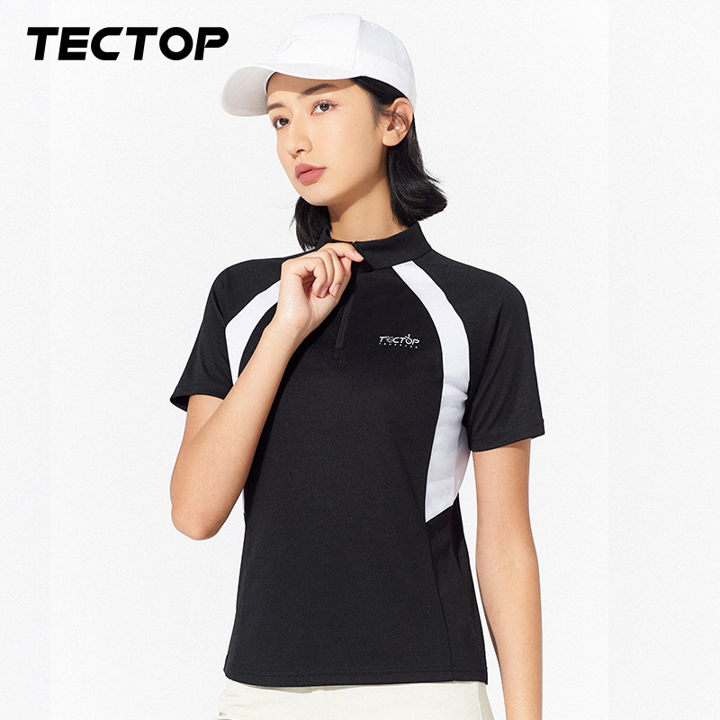 探拓户外女款透气快干衣速干T恤登山修身半开襟衫男立领运动短袖,淘宝优惠券,粉丝福利购,淘宝优惠卷