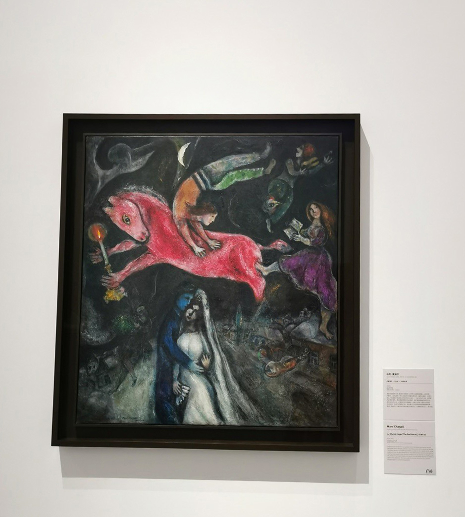 夏加尔Marc chagall油画赤马红马手绘临摹复制品玄关装饰画竖版 - 图0