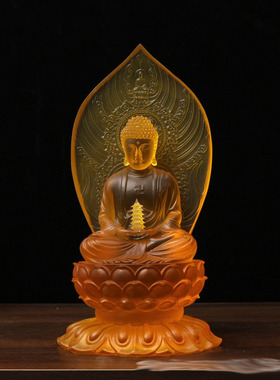 中式琉璃药师佛像桌面摆件家用