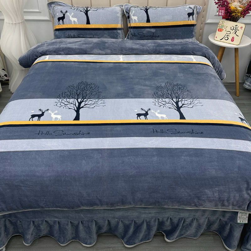 2025款8.5斤a类母婴级高克重床裙款纯色牛奶绒四件套毛绒冬季加厚,淘宝优惠券,粉丝福利购,淘宝优惠卷