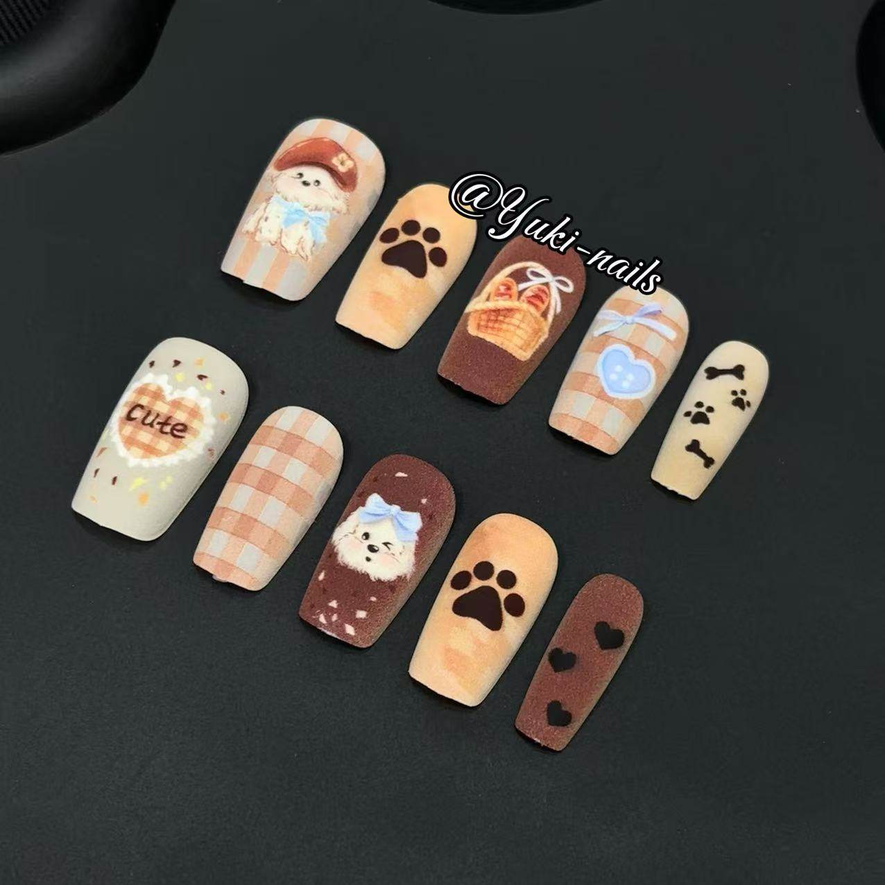 【Yuki穿戴甲】秋冬焦糖格纹小熊ins卡通短款可爱学生可拆卸贴片,淘宝优惠券,粉丝福利购,淘宝优惠卷