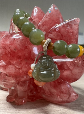 原创设计天然和田玉碧玉佛公手串编号573多样性发货