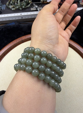 原创设计天然和田玉切末蓝卡8手串编号1293多样性发货