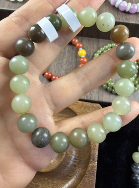 原创设计天然和田玉多宝圆珠手串卡10编号1087多样性发货