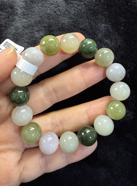 原创设计天然和田玉黄口白玉多宝圆珠卡12手串编号447多样性发货