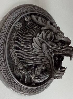 中式风鱼池墙面装饰龙头水景雕塑