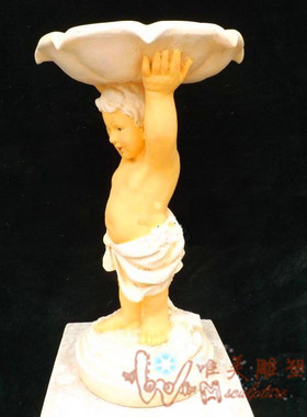 欧式风小孩花盆流水喷泉家居装饰