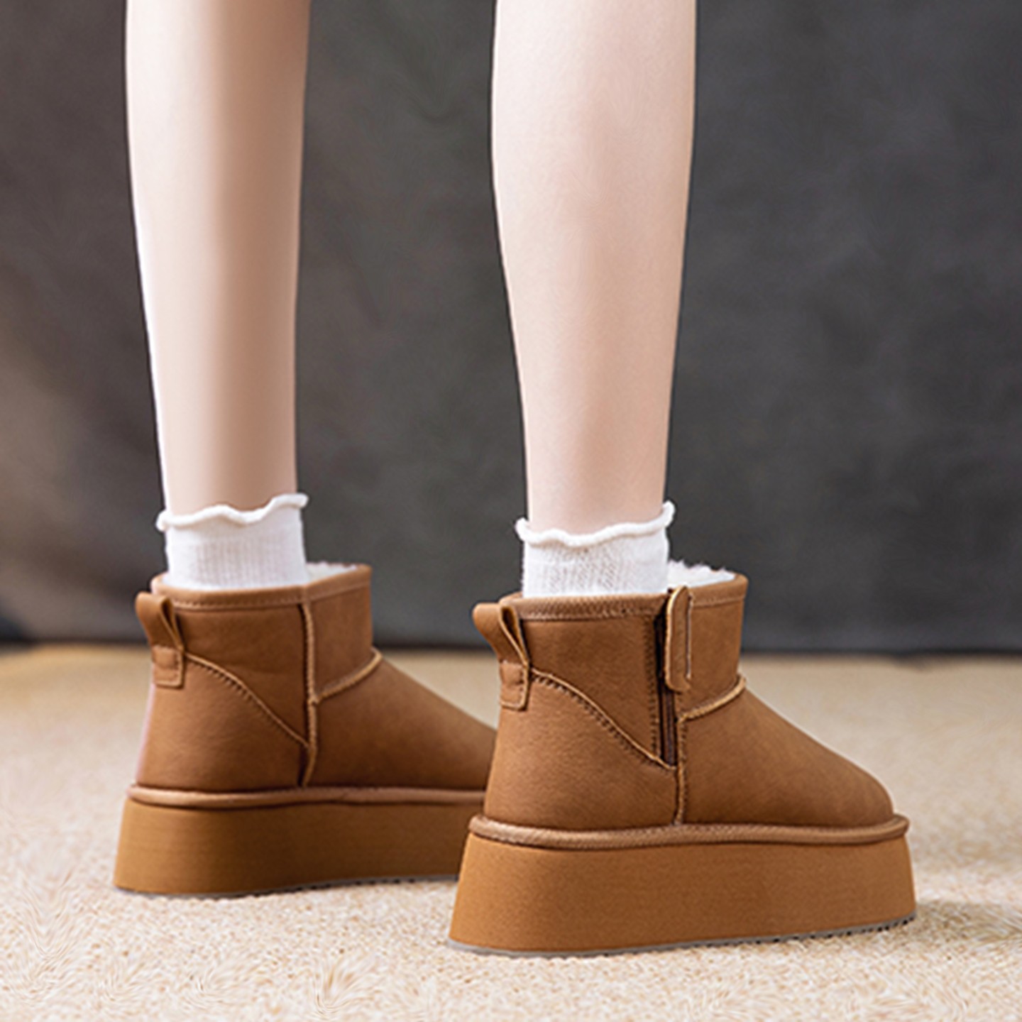 小码313233真皮防水雪地靴女松糕厚底羊皮毛一体侧拉链保暖短筒靴,淘宝优惠券,粉丝福利购,淘宝优惠卷