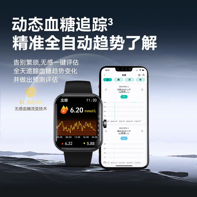 Remote Care丨Smart Watch Blood Sugar Blood Pressure Blood Lipid Uric Acid Heart Rate 24-Hour Dynamic Assessment Sports Bracelet