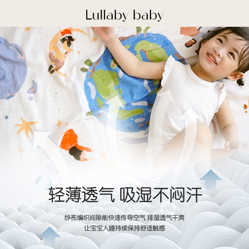 lullabybaby婴儿床笠纯棉纱布宝宝床单婴儿童床床罩床单夏季0-3岁-图1