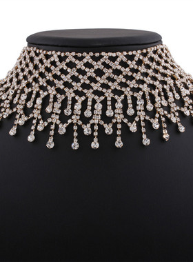 律恒水滴水钻网格女闪亮项链颈链