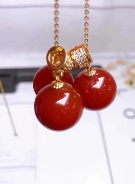 保山南红吊坠冰红玛瑙圆珠款吊坠色泽红润直播跑量款厂家批发