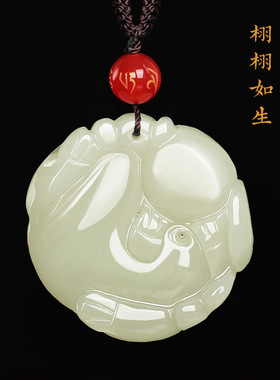 真和田玉貔貅吊坠男士时来运转新疆玉石皮丘项链挂件男女款带证书