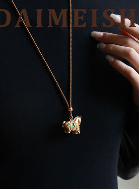 原创本命年红色滴油珐琅葫芦小马毛衣链轻奢高级感气质百搭长项链